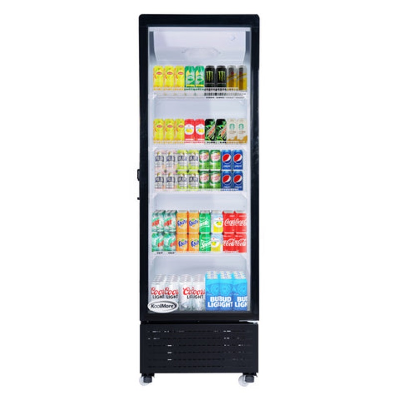 23 in. One Glass Door Commercial Display Merchandiser Refrigerator Cooler in Black, ETL Listed, 10 cu. ft. (KM-MDR-1GD-10C)