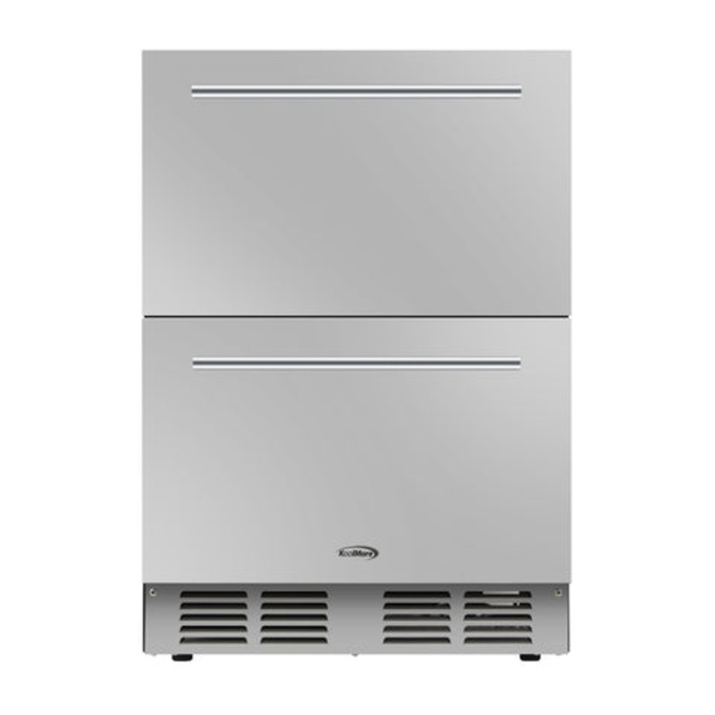 24 in. Built-in Two-Drawer Outdoor Refrigerator in Stainless-Steel (KM-OKS-RD2)