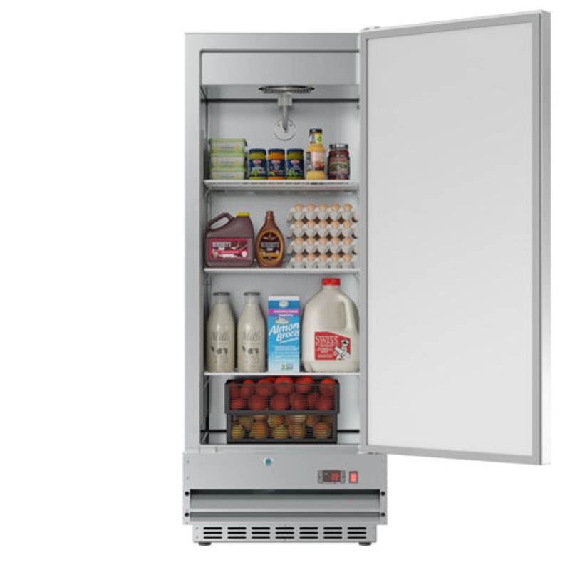 25 in. Commercial Stainless Steel 1-Door Reach-In Refrigerator, 12 cu. ft. RIR-1D-SS12C