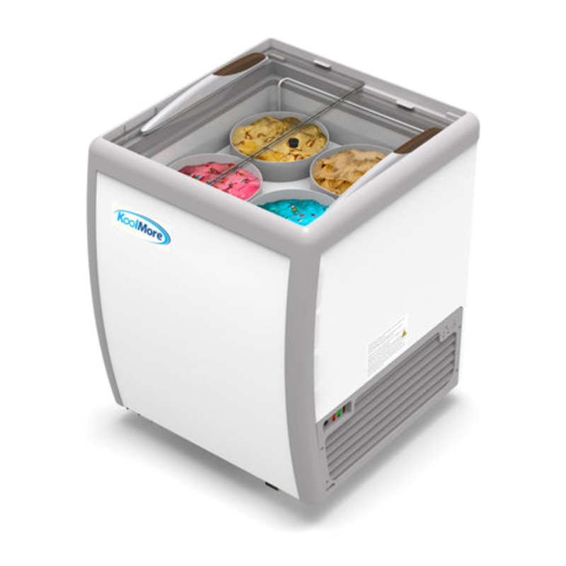26 in. 4 Tub Ice Cream Dipping Cabinet Display Freezer with Sliding Glass Door, 6 cu. ft. KM-ICD-26SD.