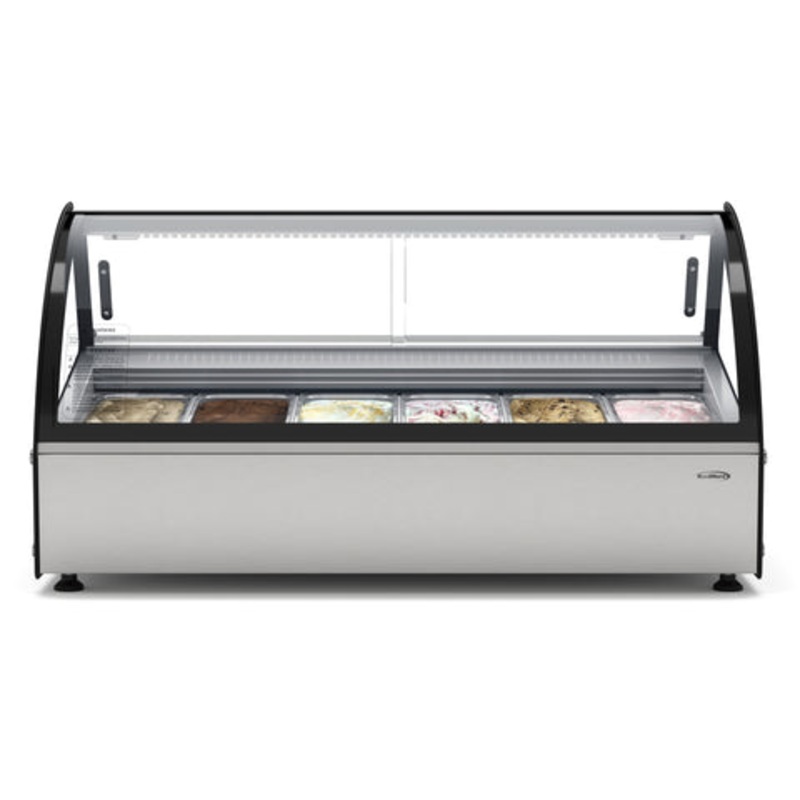 46 in. Countertop Gelato Display Case with 6 Pans and Built-in Glass Sneeze Guard in Stainless-Steel (KM-CGD-6P)