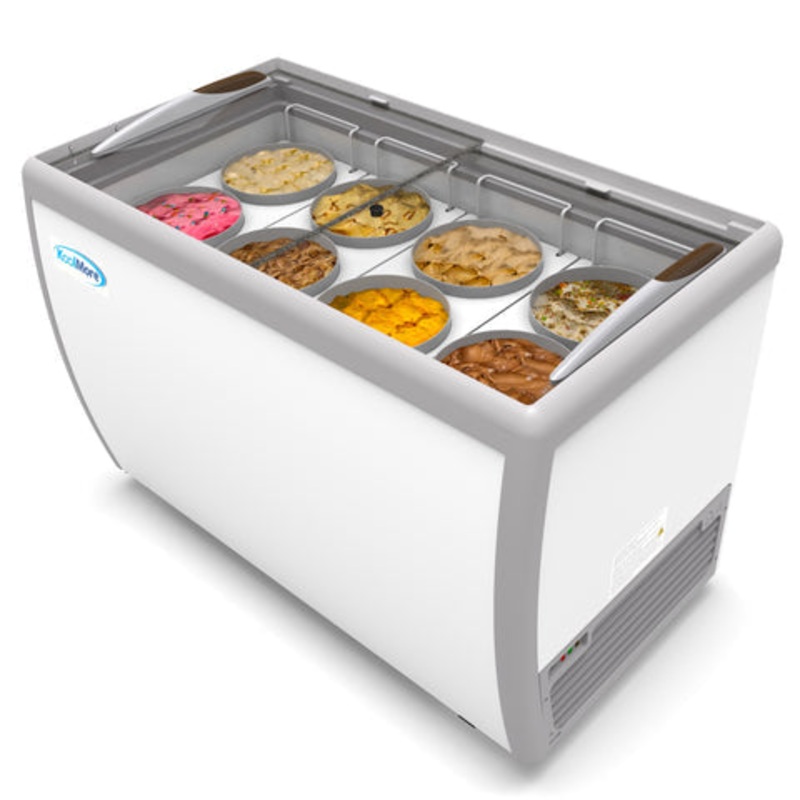 50 in. 8 Tub Ice Cream Dipping Cabinet Display Freezer with Sliding Glass Door, 13 cu. ft. KM-ICD-49SD.