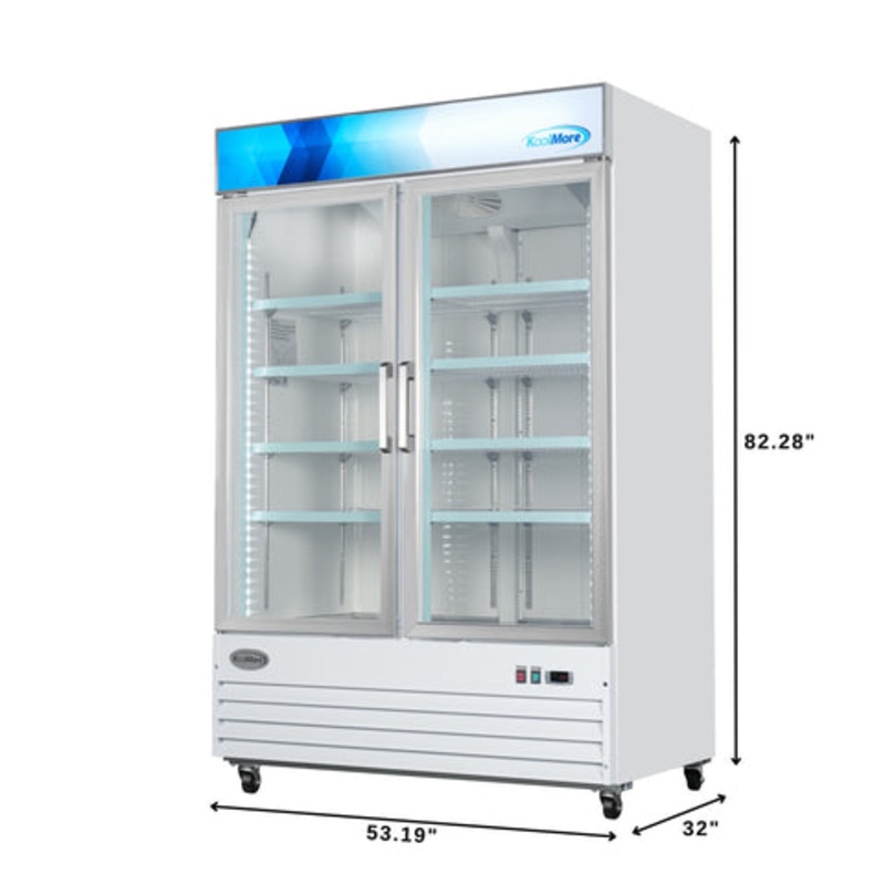 53 in. 2-Door Commercial Display Merchandiser Freezer 45 cu. ft. in White (MDF-2GD-45C-WH)