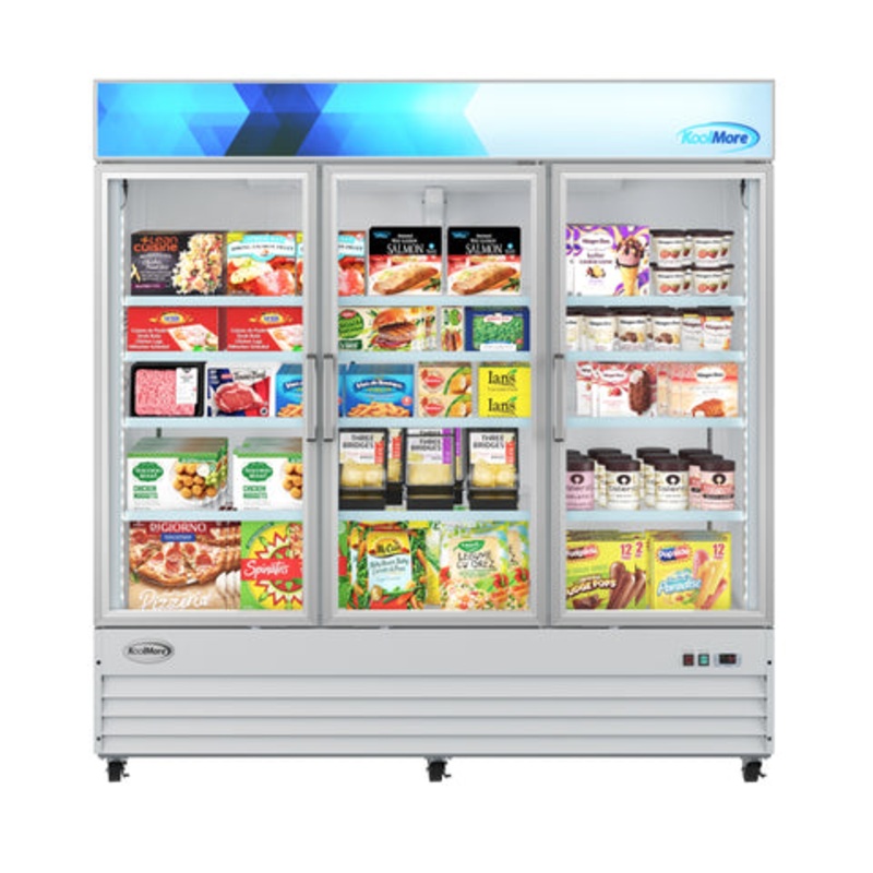 80 in. 3-Door Commercial Display Merchandiser Freezer 52 cu. ft. in White (MDF-3GD-52C-WH)