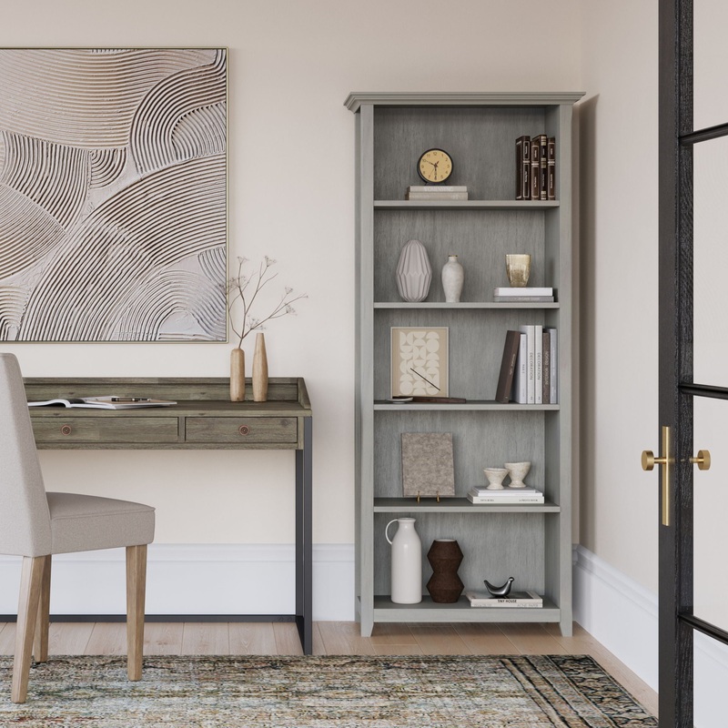 Amherst – 5 Shelf Bookcase – Fog Gray
