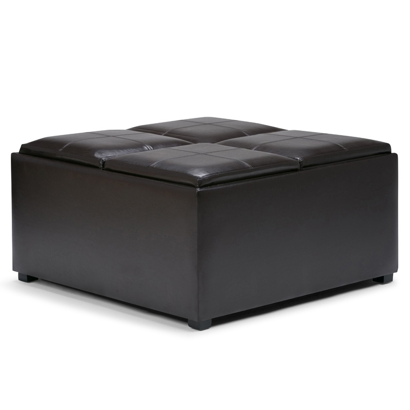 Avalon – Square Coffee Table Storage Ottoman – Tanners Brown