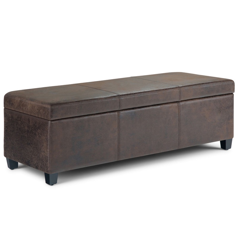 Avalon – Storage Ottoman Bench – Distressed Brown