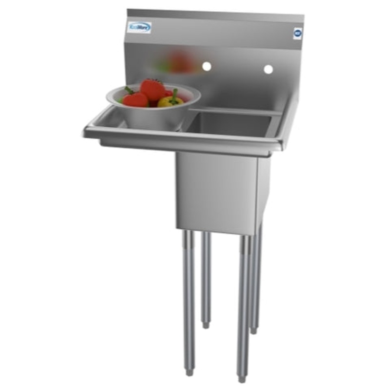 23 in. One Compartment Stainless Steel Commercial Sink with Drainboard, Bowl Size 10″ x 14″ x 10″ SA101410-10L3.