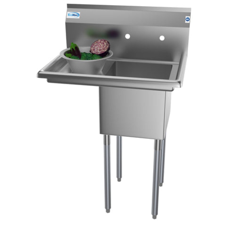 29 in. One compartment Stainless Steel Commercial Restaurant Sink with Drainboard, Bowl Size 14″ x 16″ x 11″ SA141611-12L3.