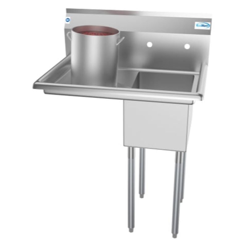 31 in. One Compartment Stainless Steel Commercial Sink with Drainboard, Bowl Size 12″x 16″x 10″ SA121610-16L3.