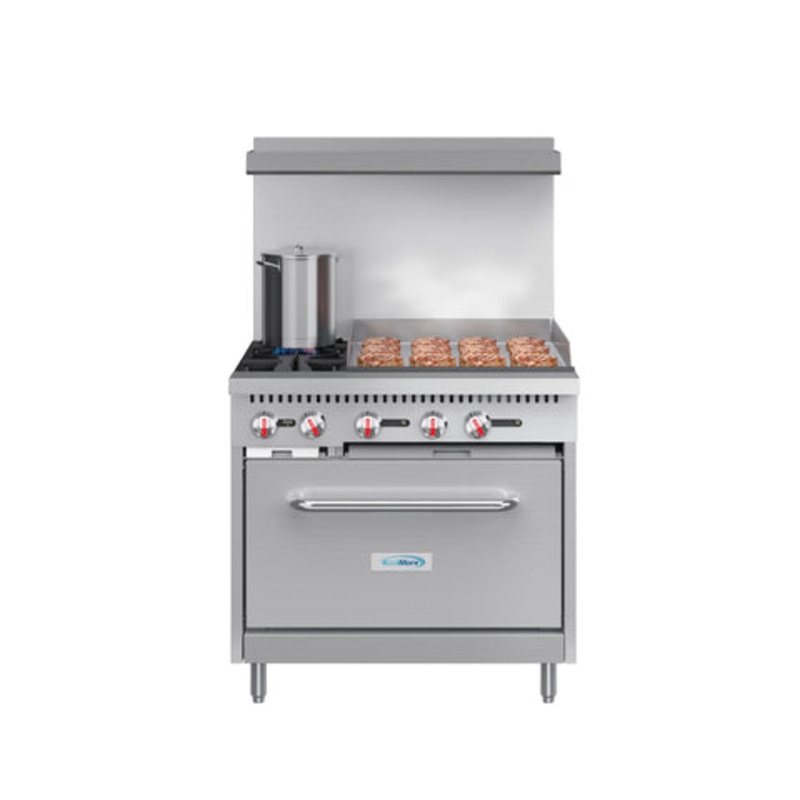 36 in. 2 Burner Commercial LP Range with 24 in. Griddle in Stainless-Steel (KM-CRG36-LP)