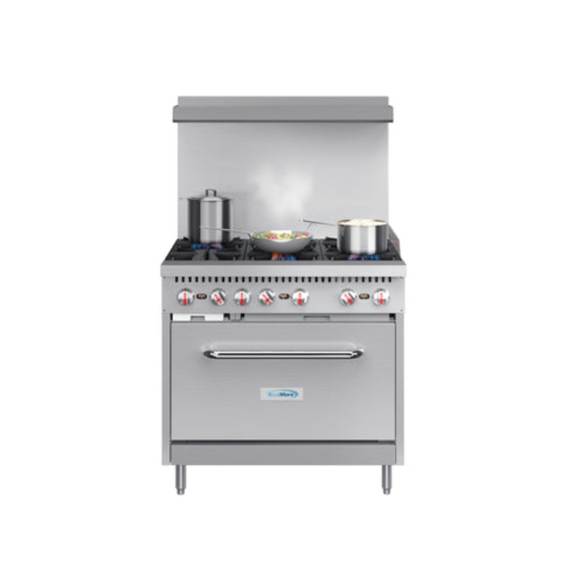 36 in. 6 Burner Commercial Liquid Propane Range in Stainless-Steel (KM-CR36-LP)