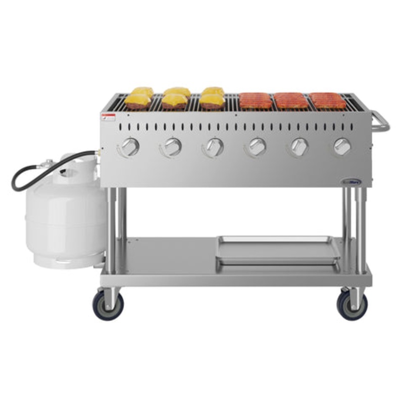 48 in. Commercial Mobile Outdoor Grill Stainless Steel, ETL Listed in Stainless-Steel (KM-CGM-48)