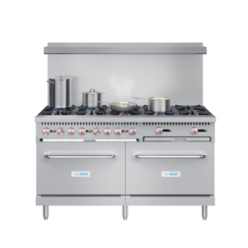 60 in. Commercial 10 Burner Natural Gas Range in Stainless-Steel (KM-CR60-NG)
