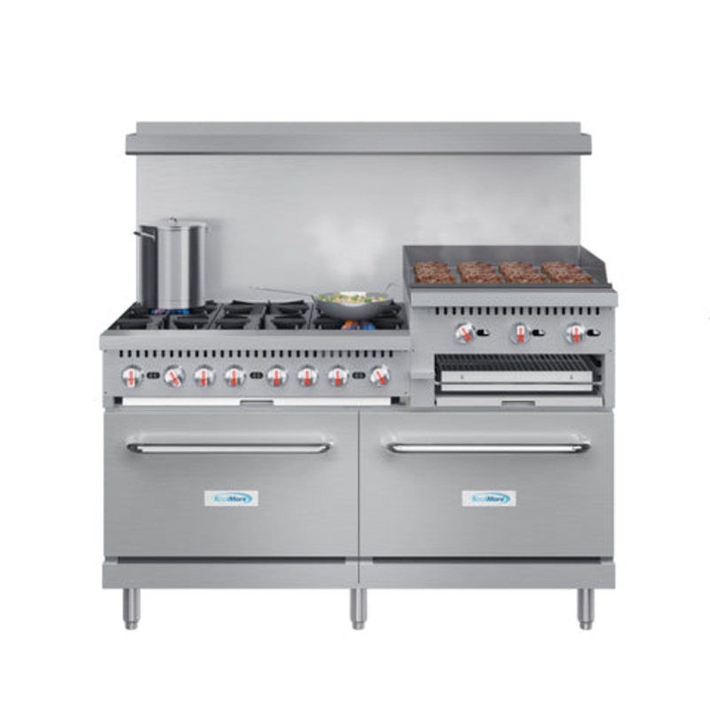 60 in. Commercial LP Range with 24 in. Griddle and Broiler in Stainless-Steel (KM-CRGB60-LP)