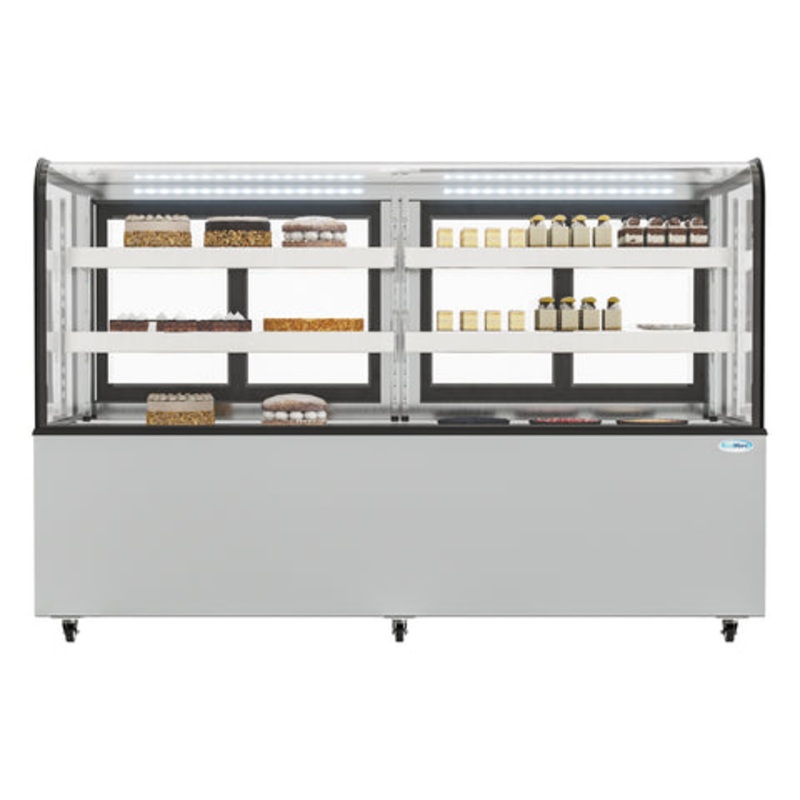 71 in. Dry Bakery Display Case with Front Curved Glass Protection, 20 cu ft. BDC-20C.