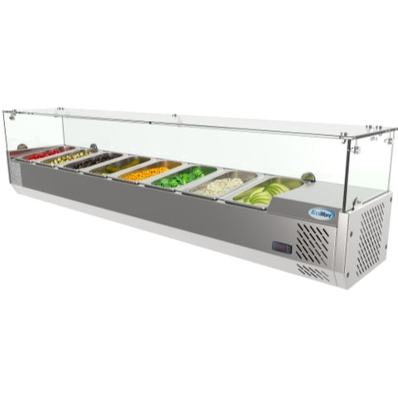 71 in. Eight Pan Refrigerated Countertop Condiment Prep Station – SCDC-8T