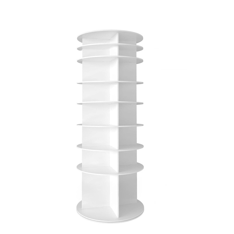 8 Tier Rotating Shoe Rack Tower, 360 Degree Spinning Shoe Organizer And Storage Carousel For Closet Or Entryway – White