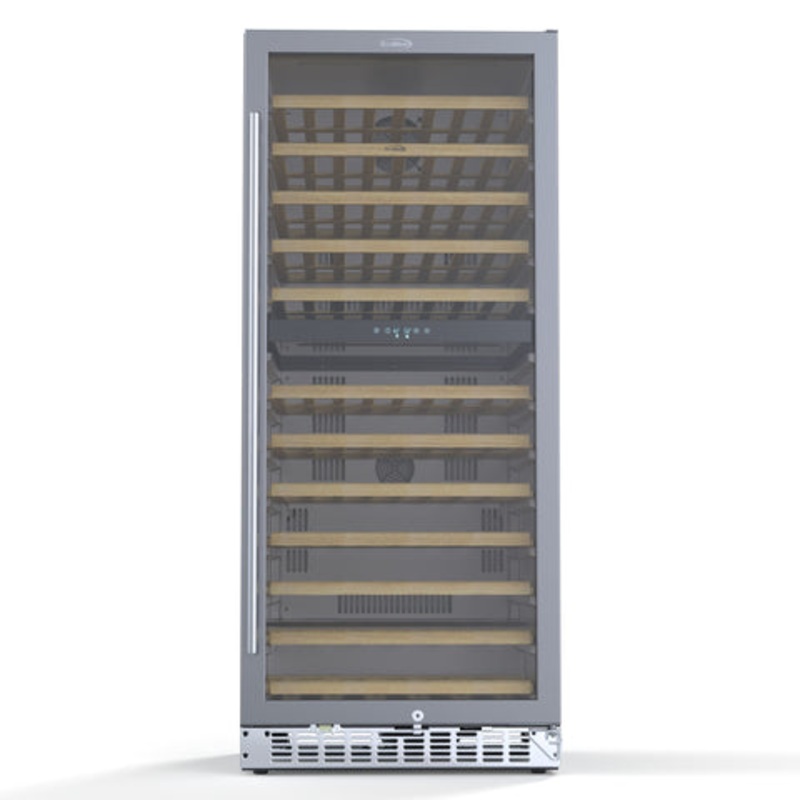 23 in. Dual Zone, Full Glass Door, Wine Cooler Refrigerator, Freestanding or Built-In Unit, 9.7 cu ft. KM-CW92DZ-SS.