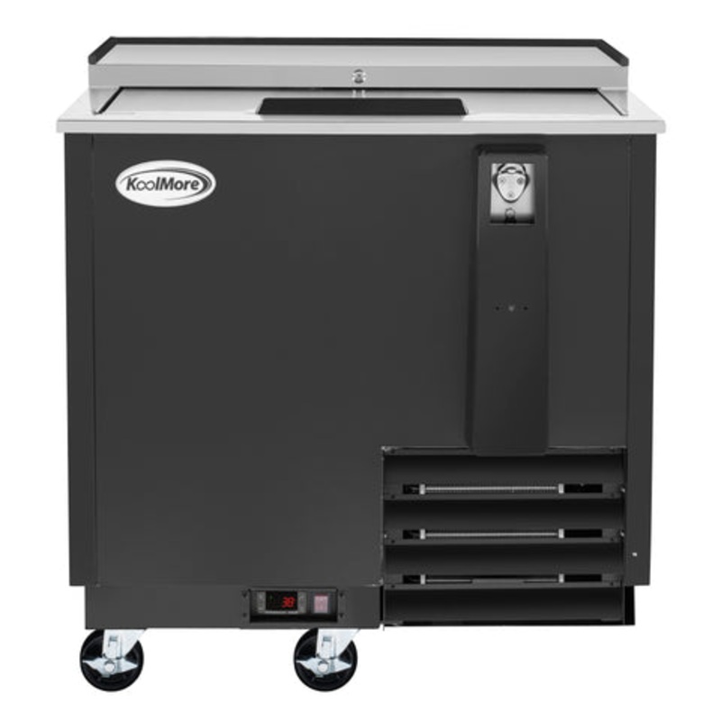 36 in. Commercial Bottle Cooler in Black with Built-In Opener, ETL Listed, 9 cu. ft. (KM-BOC36-BK)