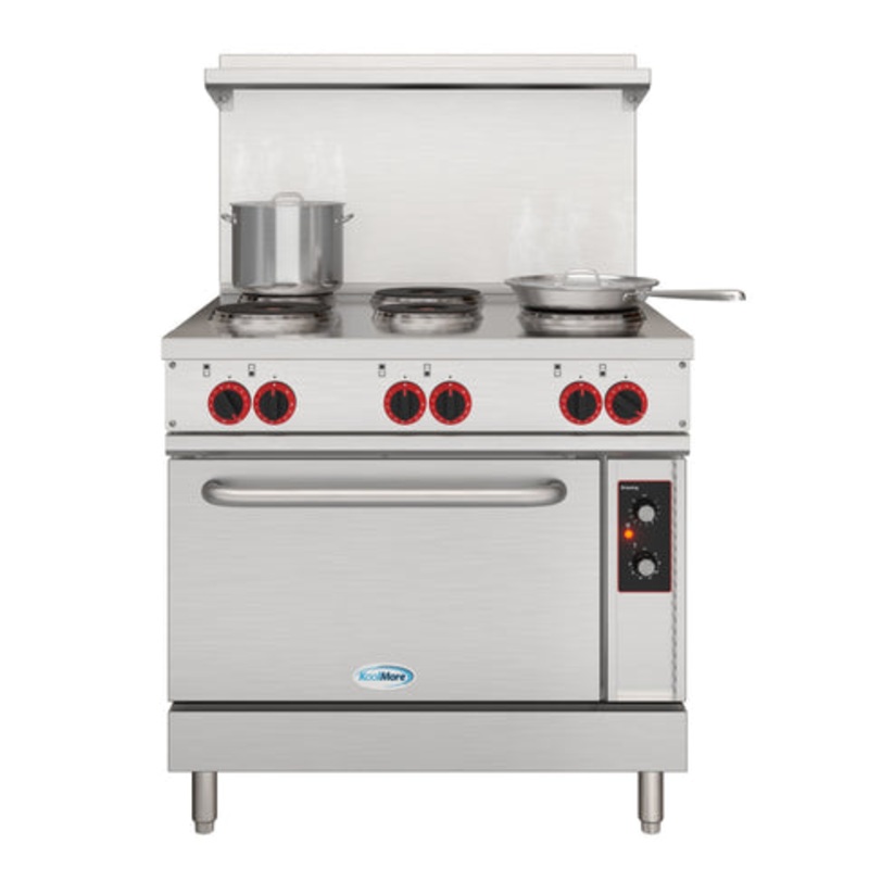 36 in. Commercial Electric Range with 6 Burners and 1 Standard Electric Oven in Stainless Steel – 208V 3-Phase (KM-CR36-E)