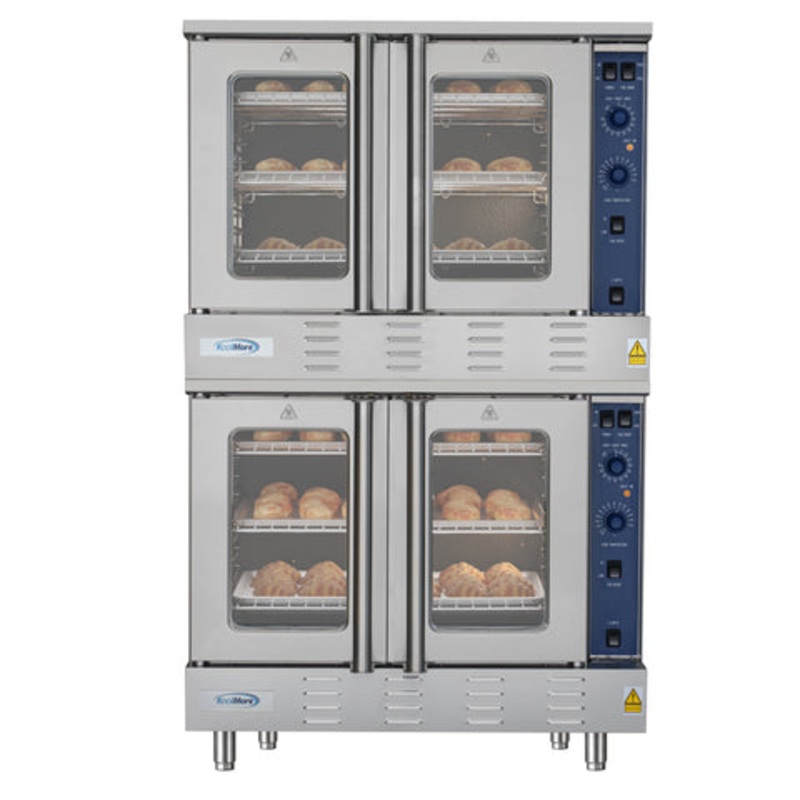 38 in. Full Size Double Commercial Natural Gas Convection Oven 108,000 BTU Total with Stacking Kit (KM-DCCO54-NG)