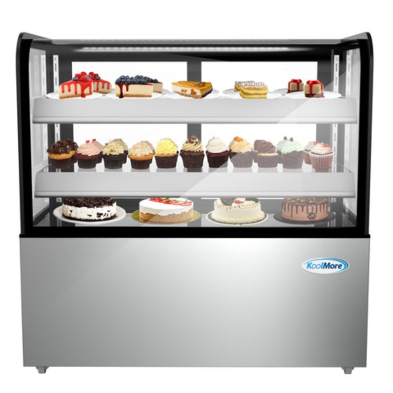 48 in. Refrigerated Bakery Display Case, Stainless Steel Frame, Curved Glass Front, 13 cu. ft. CDHF-14C.