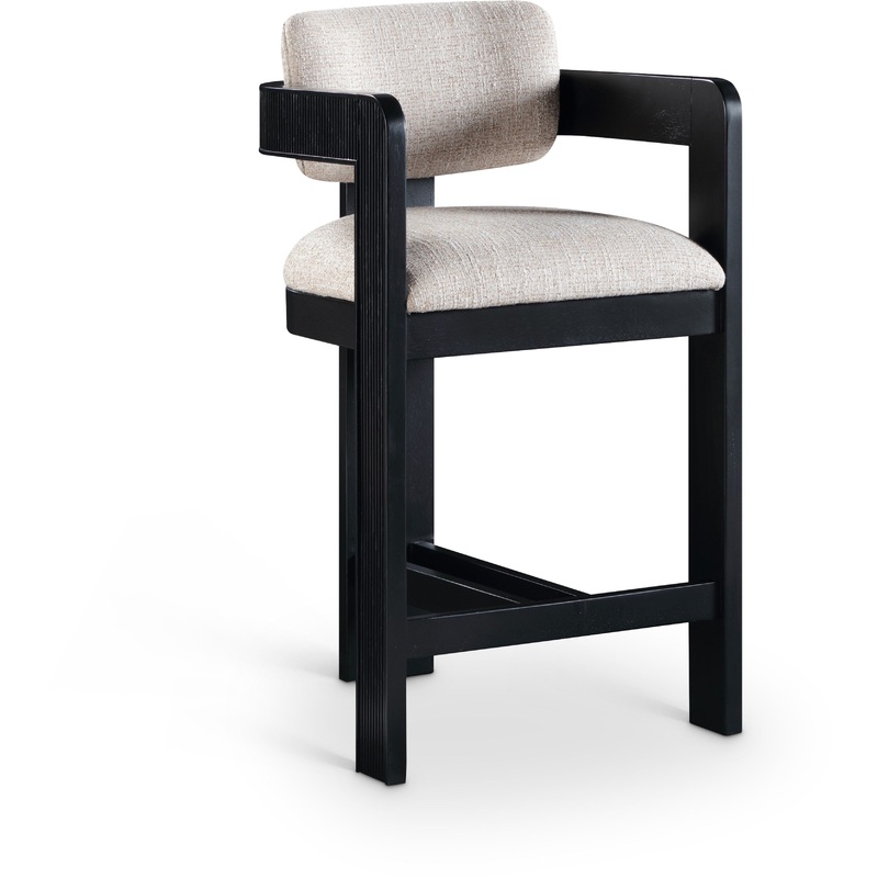 Sacha – Linen Stool With Black Base