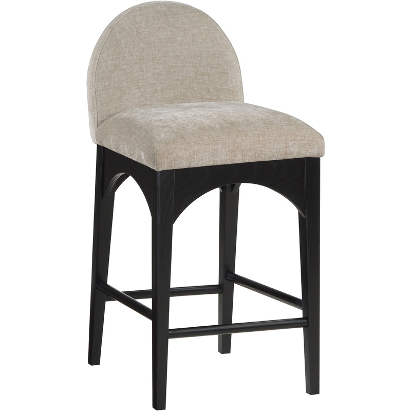 Waldorf – Chenille Stool With Black Legs