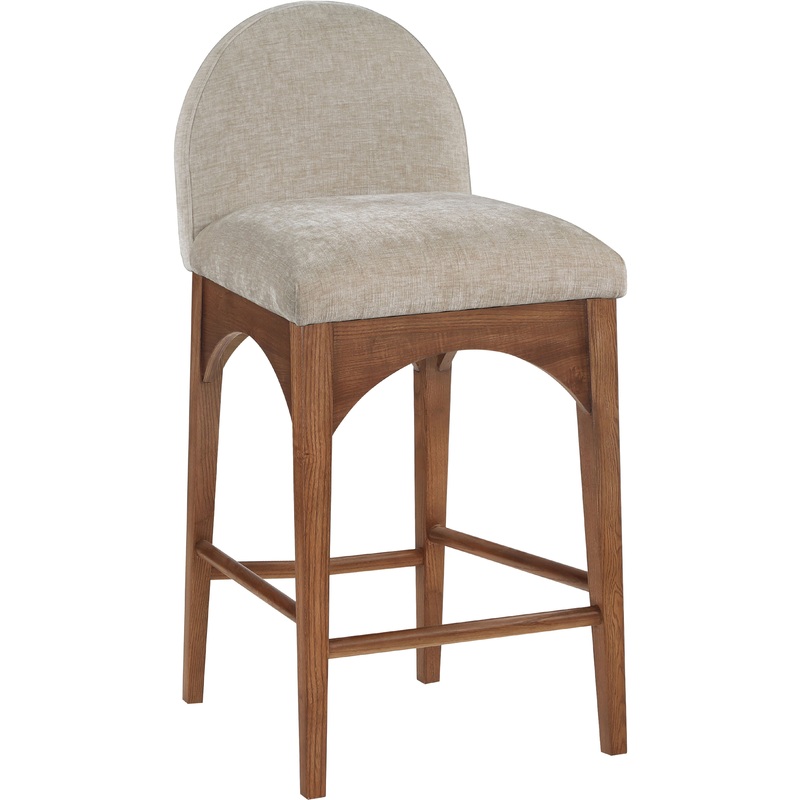 Waldorf – Chenille Stool With Brown Legs
