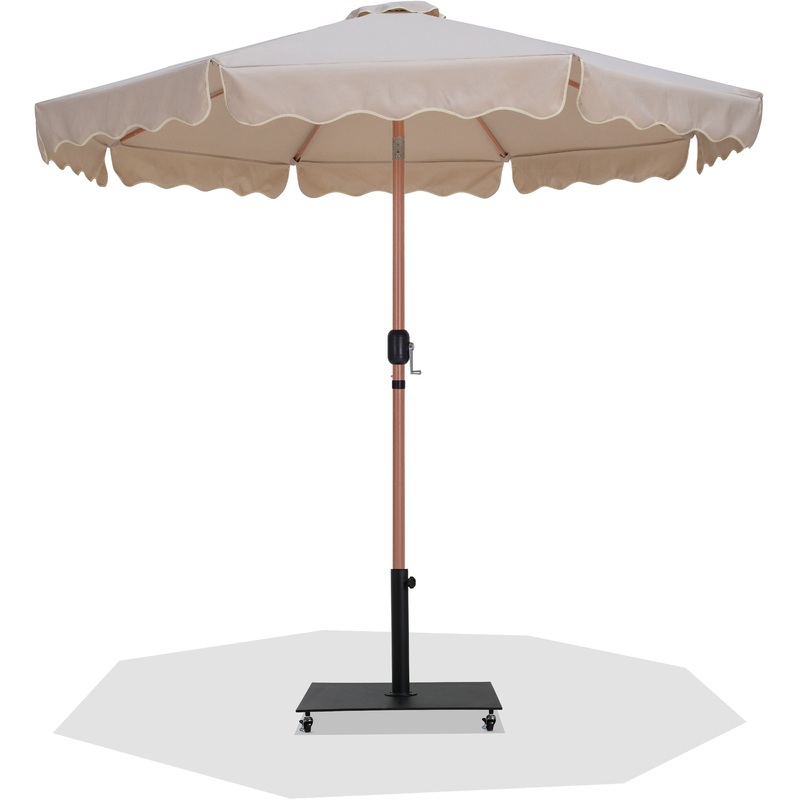 Amalfi – Aluminum Patio Umbrella – Black Base / Light Brown Pole