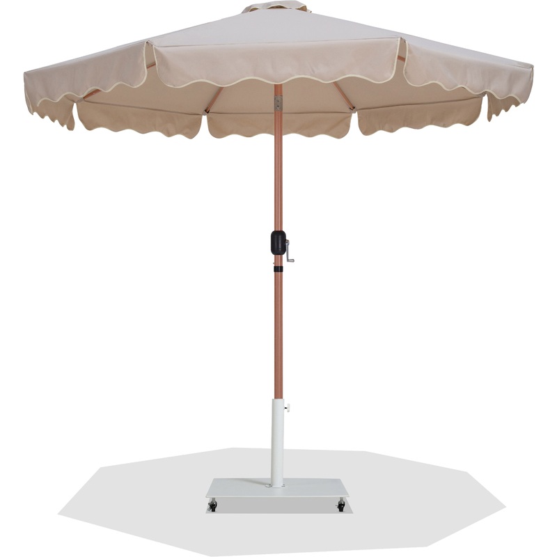 Amalfi – Aluminum Patio Umbrella – White Base / Light Brown Pole