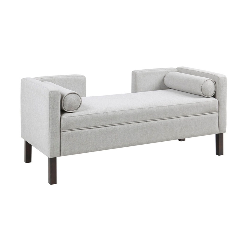 Upholstered Accent Bench With Open Back – Gray