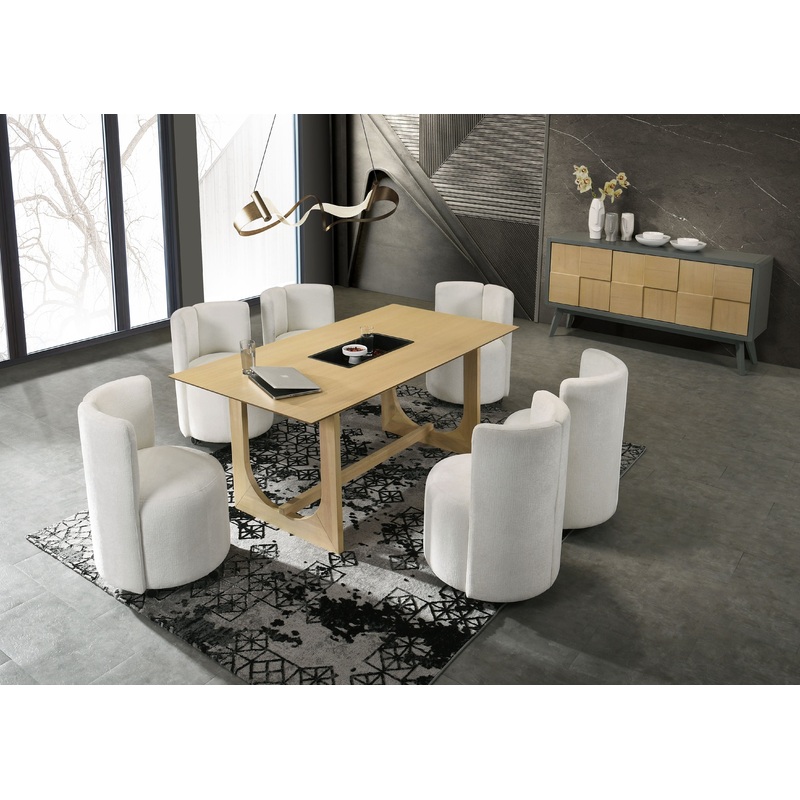 Blayde – 8 Pieces Dining Room Set – Natural / White
