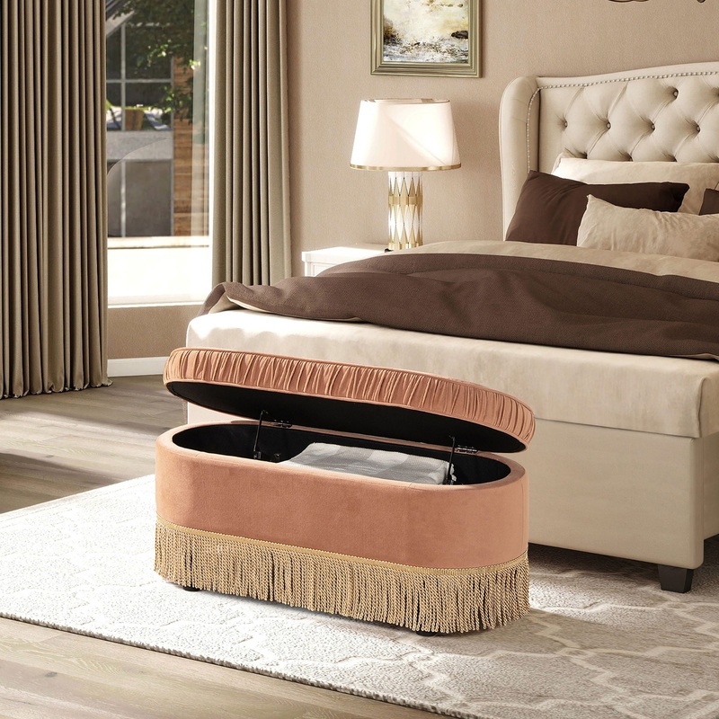 Serena – Contemporary Design Oval Storage Bench Ottoman