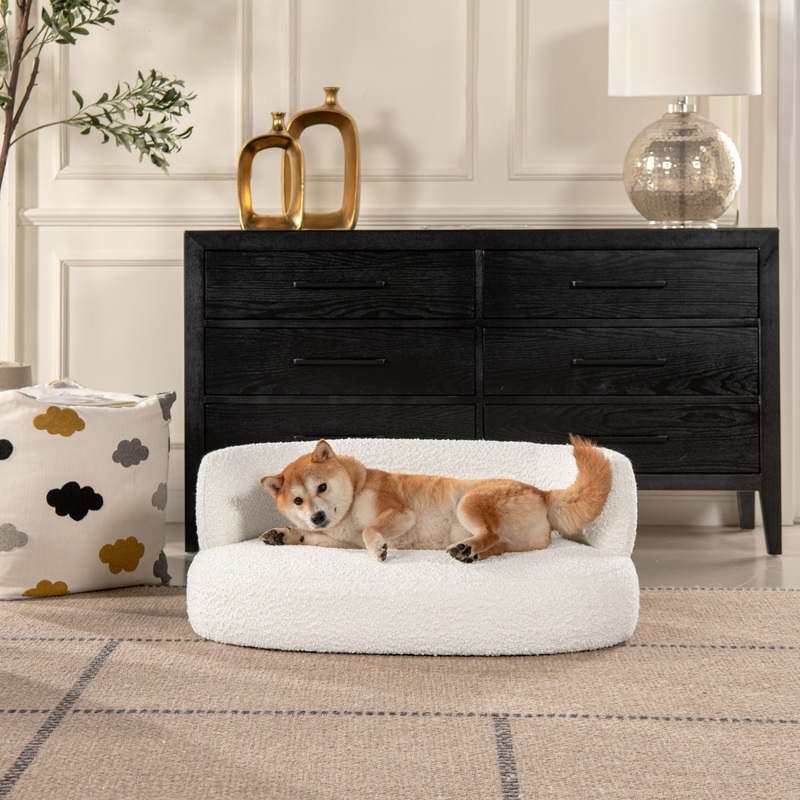 Shep – Curved Dog Sofa Bed Medium – Ivory White