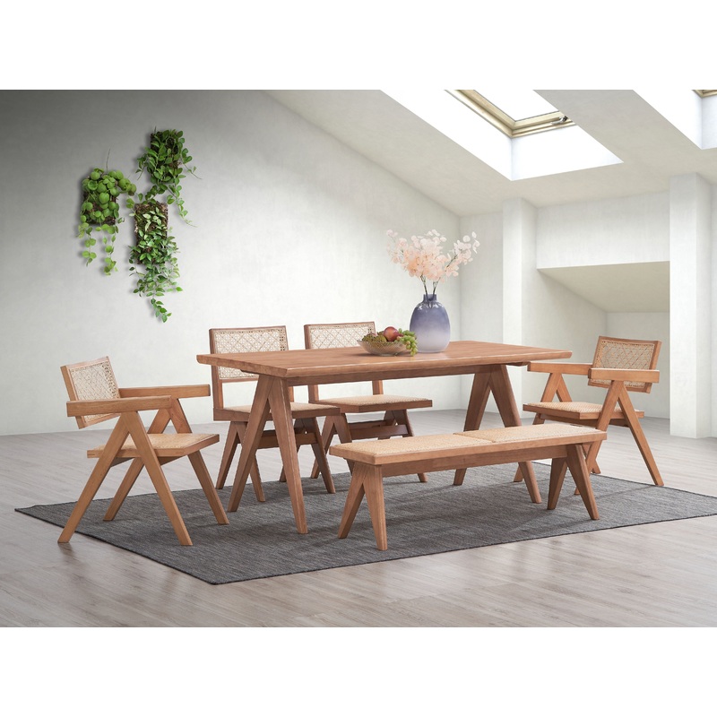 Valentina – 6 Pieces Patio Furniture Set – Rattan / Natural