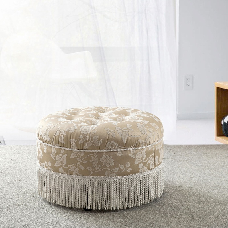 Yolanda – Round Upholstered Accent Ottoman