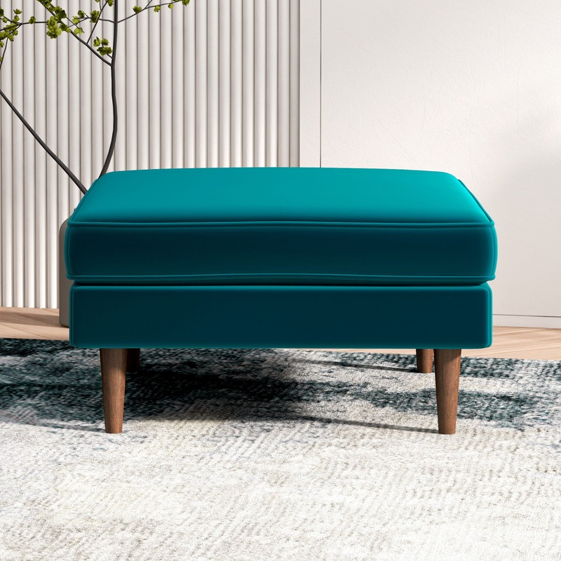 Amber – Square Upholstered Ottoman Linen