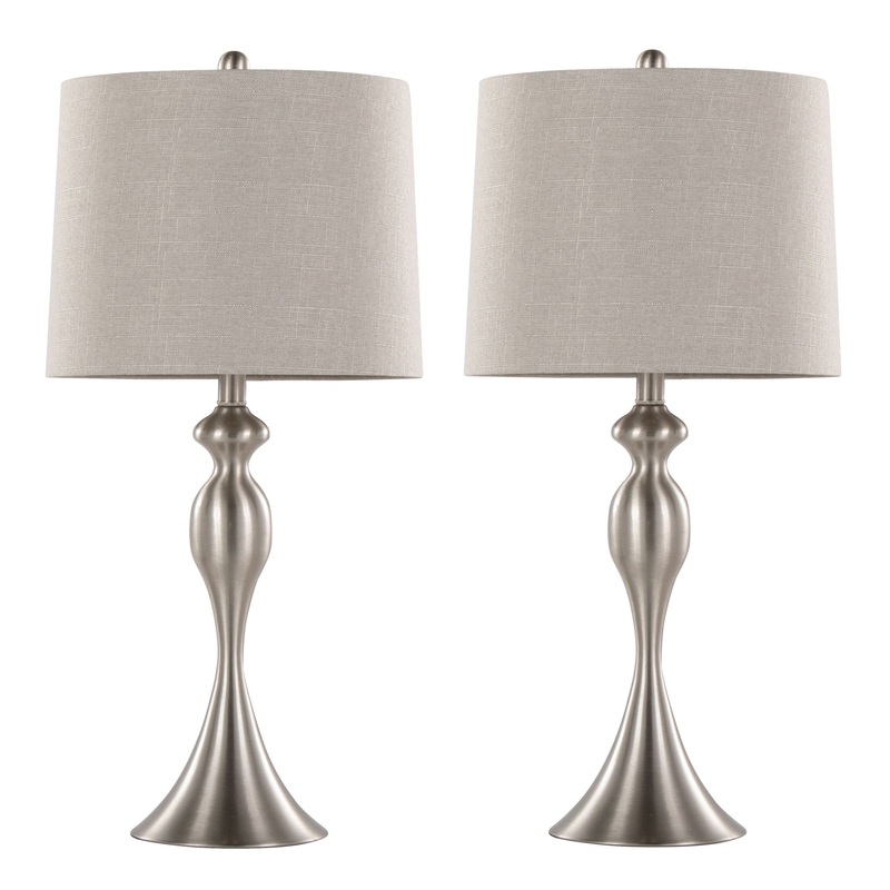 Ashland – Contemporary Table Lamp (Set of 2) – Nickel / Light Gray
