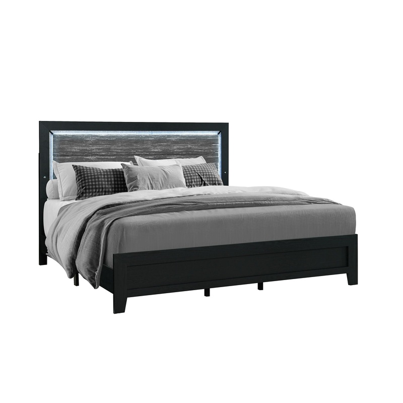Carlos – Queen Bed With LED – Black