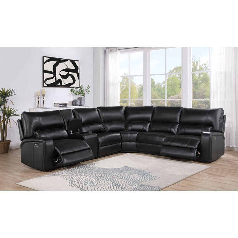 Saul – Power Recliner Sectional Sofa With USB Port Cupholder Console