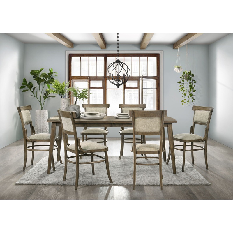 Bistro – Dining Table With Off White Fabric Dining Chairs