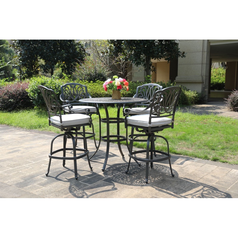 Round 41.97″ Long Bar Height Dining Set With Cushions