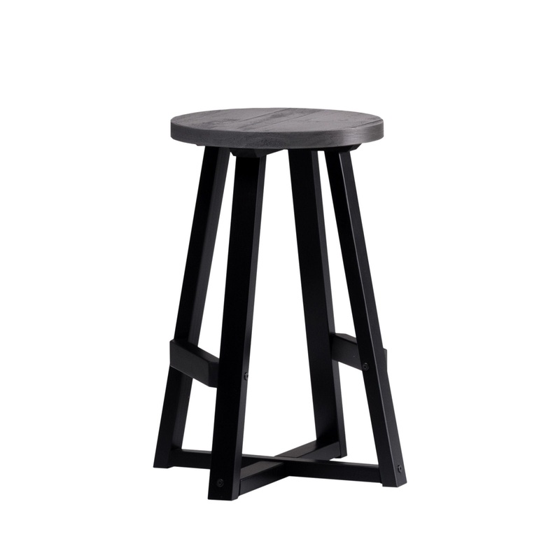 Rustic Distressed Round Dining Stool