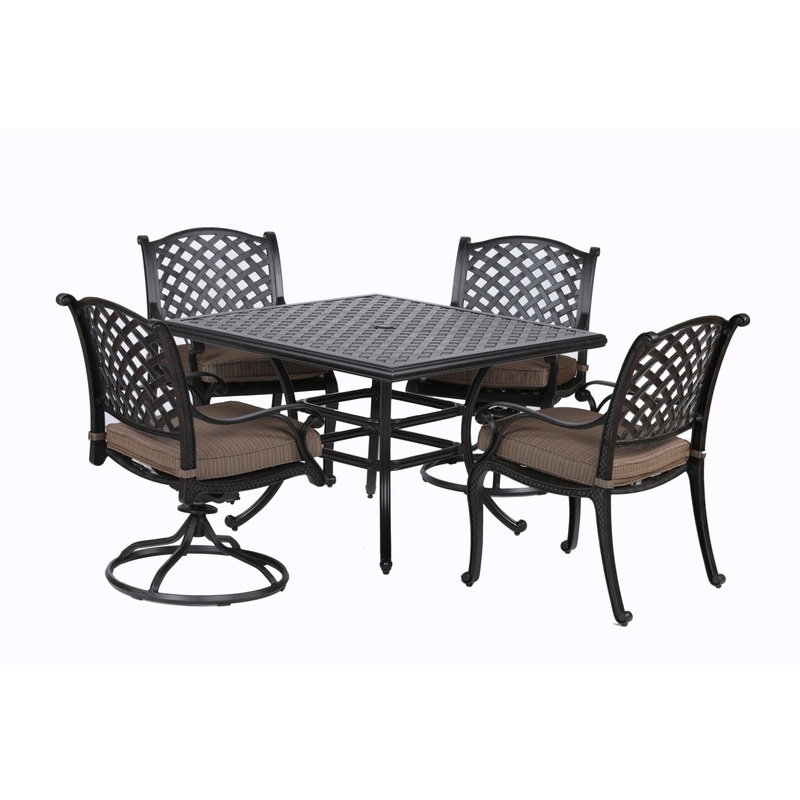 Square 4 Person 43.19″ Long Aluminum Dining Set With Cushions
