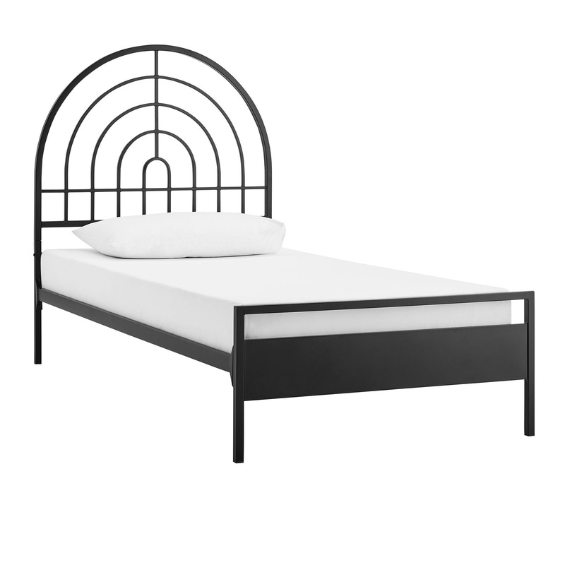 Twin Bed Contemporary Metal Arch – Black