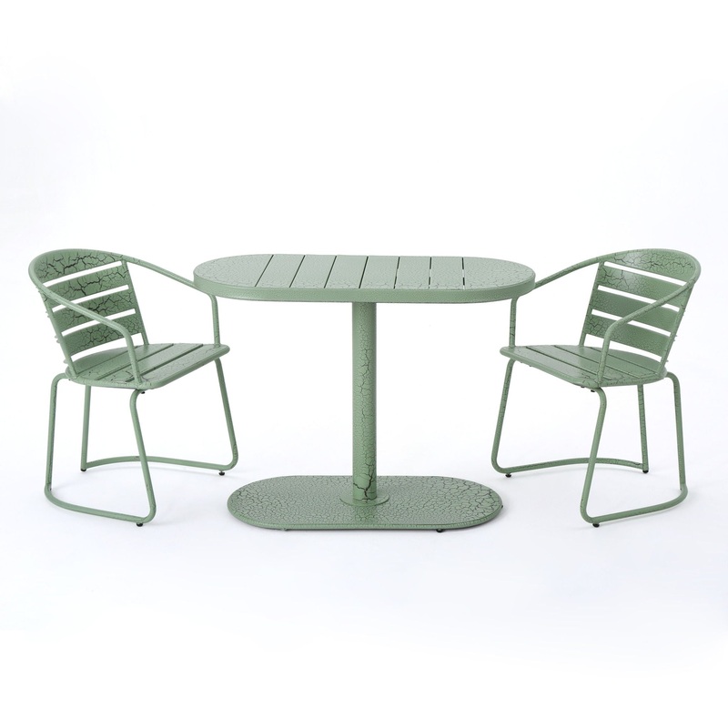 3 Piece Elegant Outdoor Bistro Set With 2 Chairs And Oval Table