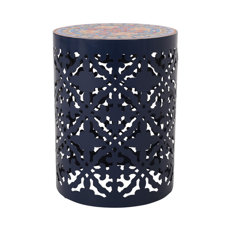 Airy – Outdoor Side Table With Lace Cut Design And Metal Frame