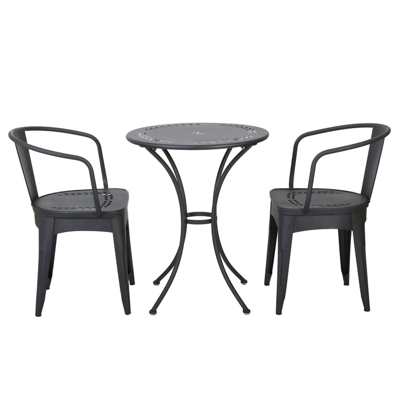 Ambrosia – 3 Piece Bistro Set With Leaf Motifs Top And Seat